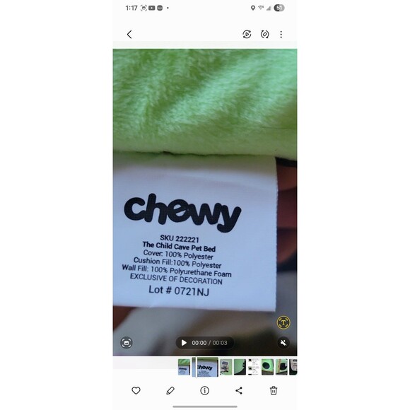 Brand-New Chewy Star Wars Mandalorian The Child Cave Pet Bed Baby Yoda Grogu - Picture 10 of 11